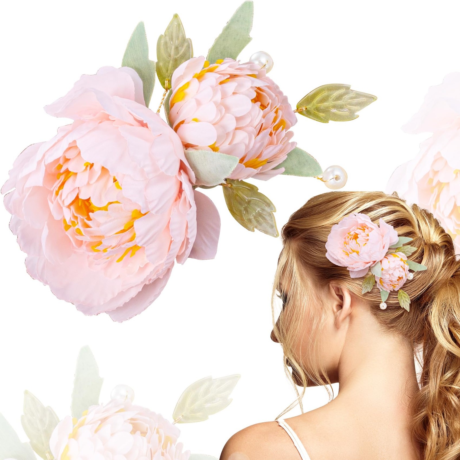 HINZIC Flower Hair Clip for Women, Non-Slip 1 Count (Pack of 1), Light Pink