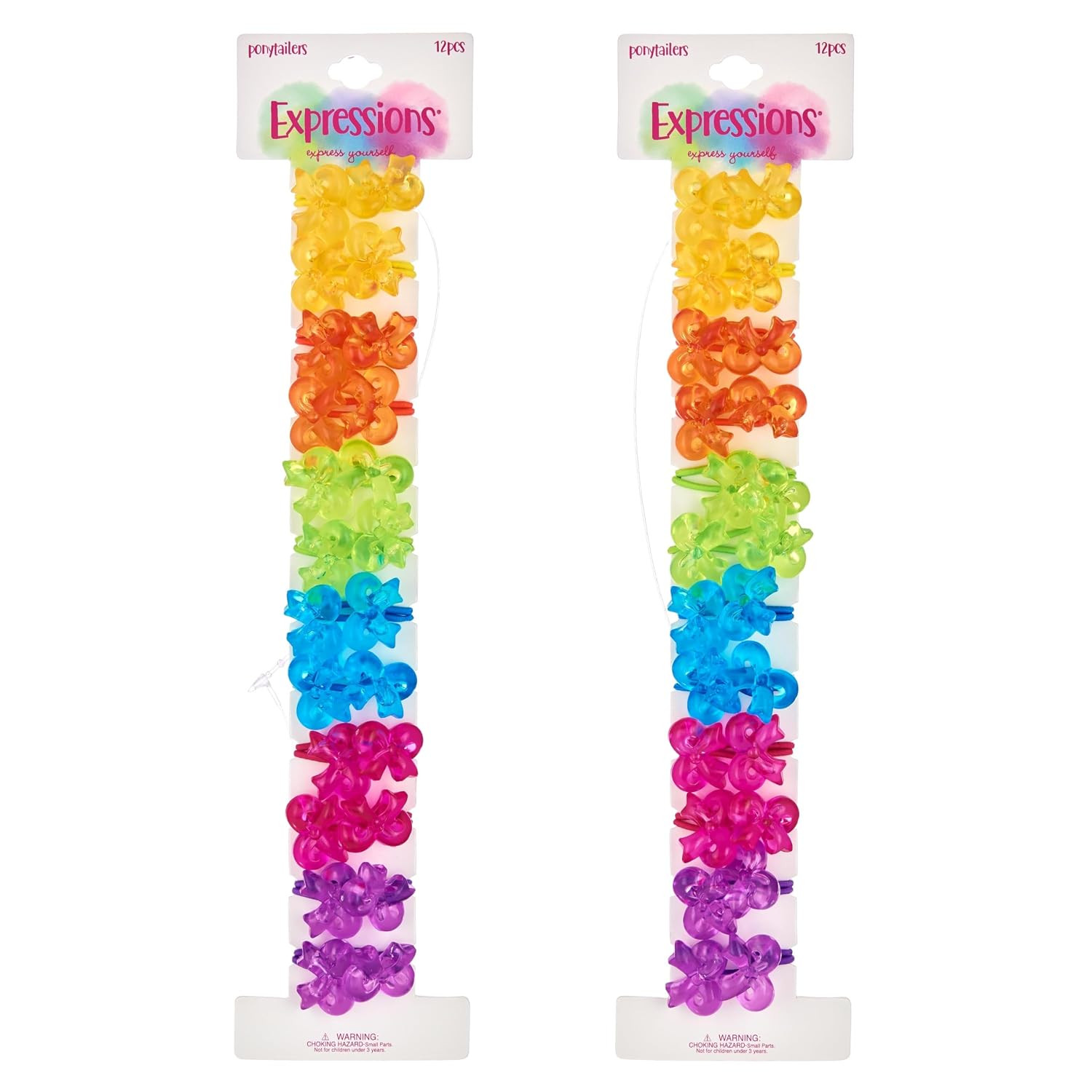 24Pc Flower-Shaped Multicolored Twin Bead Ponytail Ball Elastics | Fun Colorful