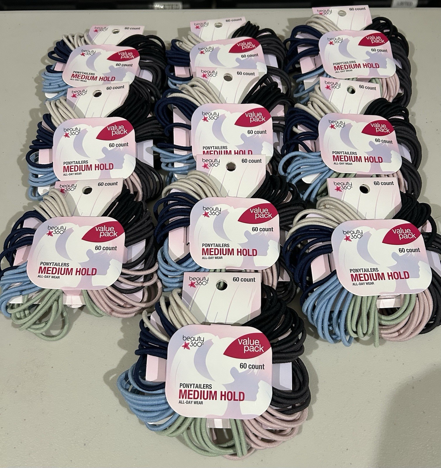 Lot of (10) Beauty 360 60 Count Value Packs Ponytailers Medium Hold All-Day Wear