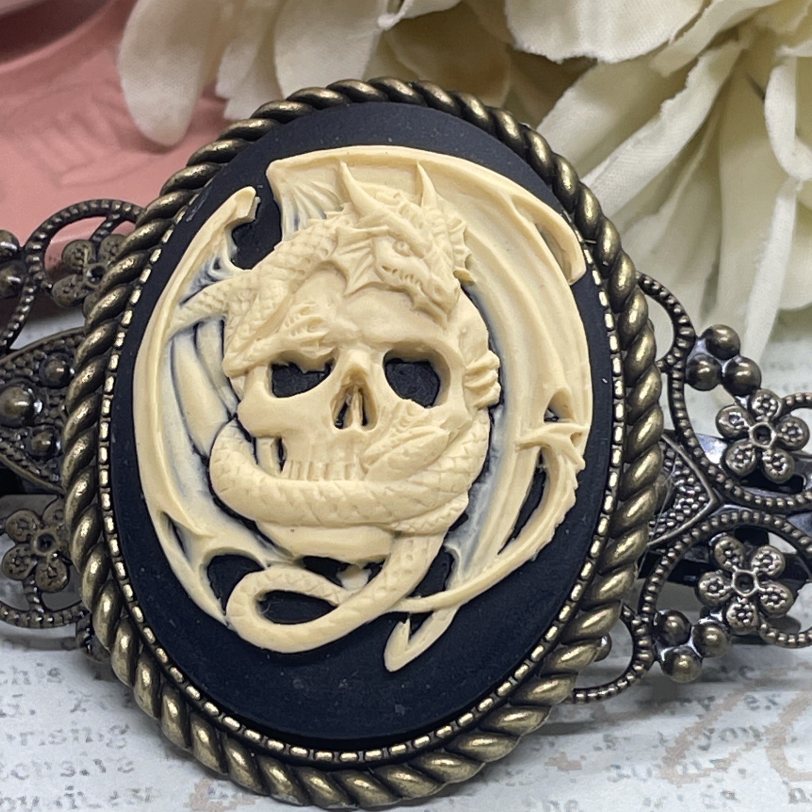 Skull Wicca Gothic Dragon pagan Wedding Gift Hair Clip Jewelry Comb viking