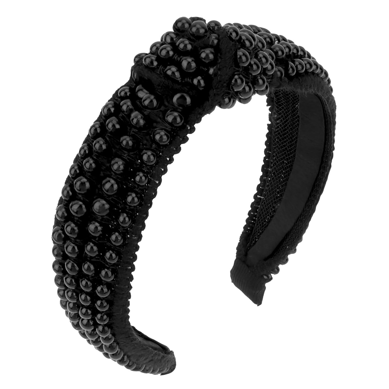 Black Pearl Knotted Headband Beaded Head bands Wide Headbands for women Non S…