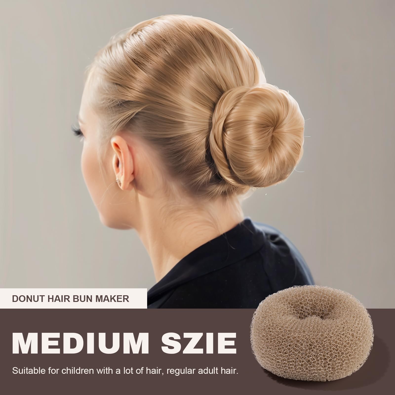 Teenitor Hair Bun Shaper Set, 4pcs Donut Tan Brown