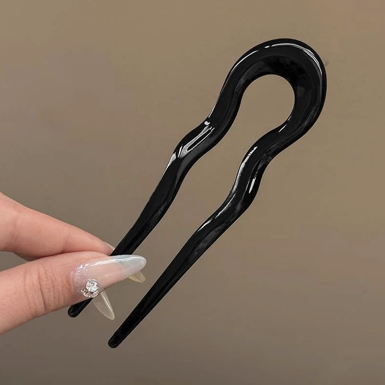 U-Shaped Hair Fork Tortoiseshell Acrylic Hair Stick Clip – NEW