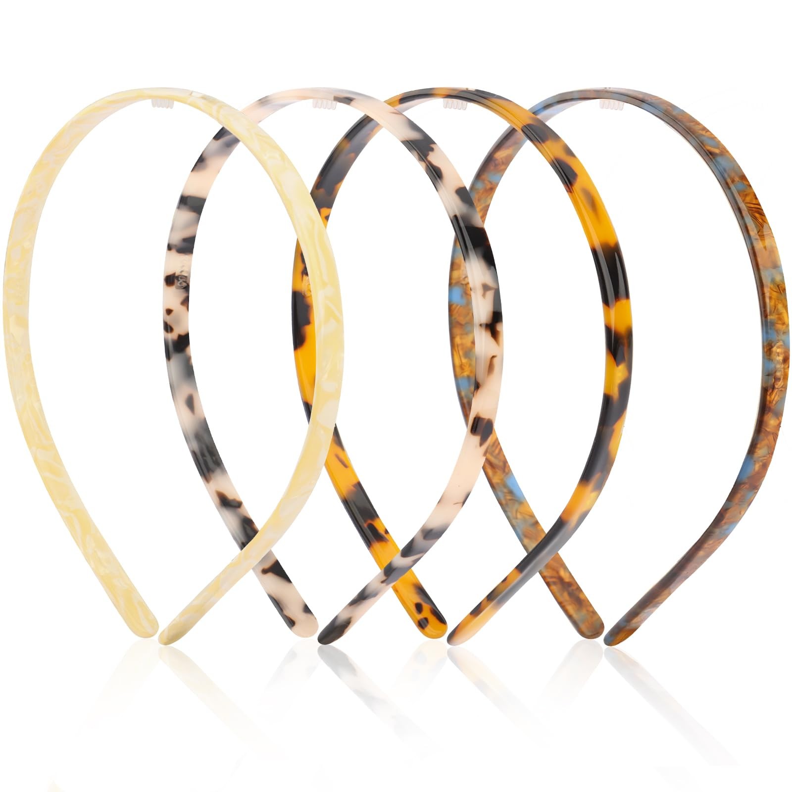 FASOTY 4-Pack Tortoise Shell Headbands for 1 Count (Pack of 4), Multicolor