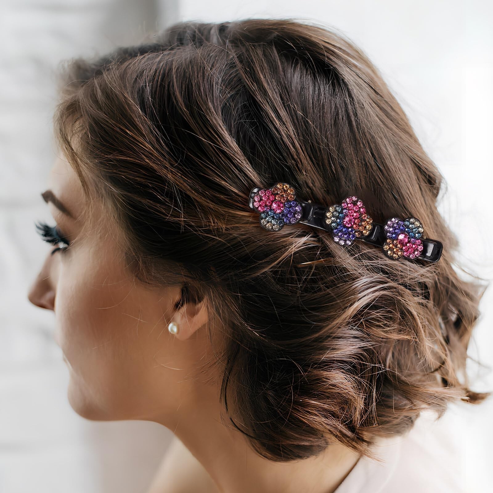12 Pcs Sparkling Crystal Stone Braided Hair Clips Rhinestone Hair Clips Duckb…