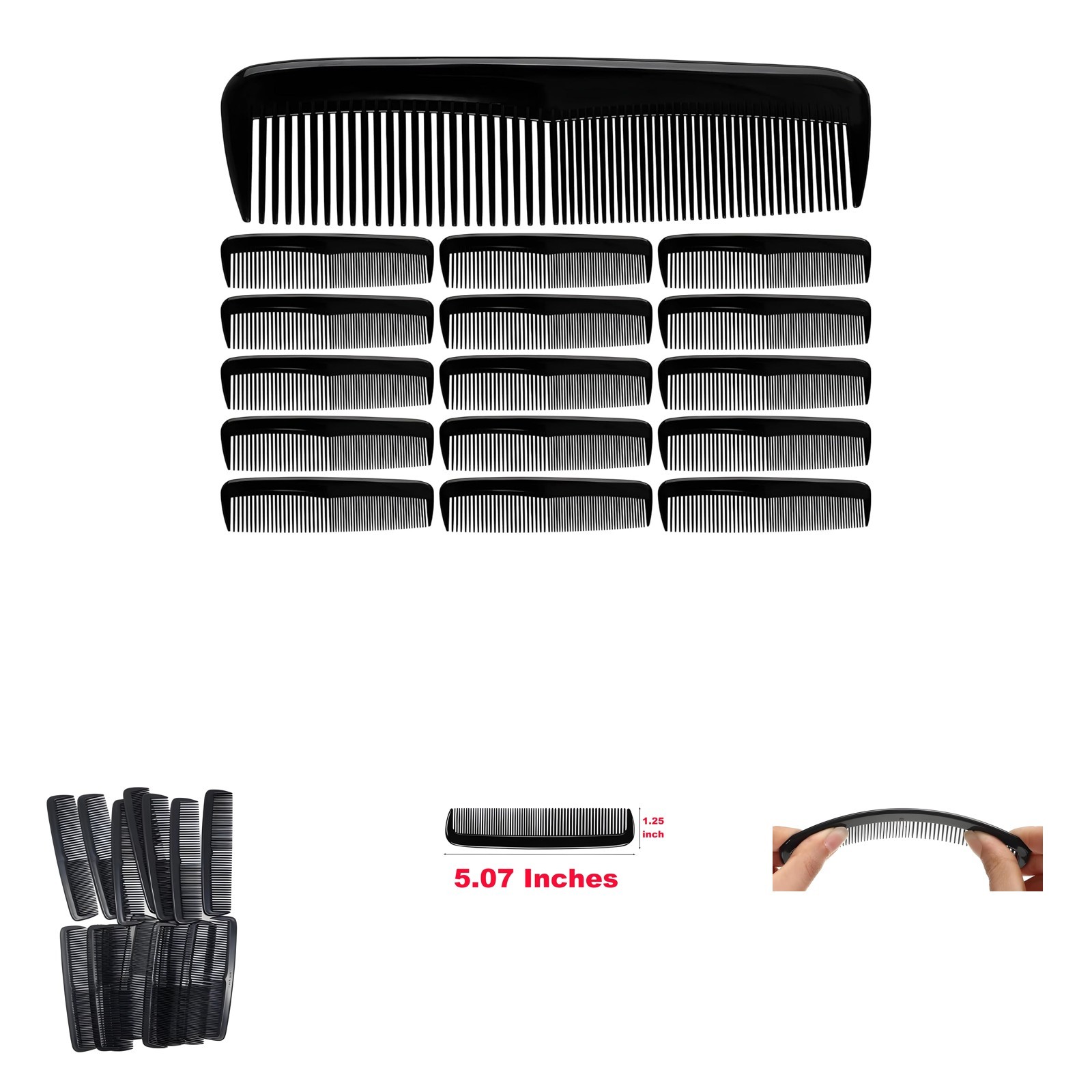 Unbreakable Hair Combs Pack of 16 5 Inch Dual Bristle Styling Combs for Men