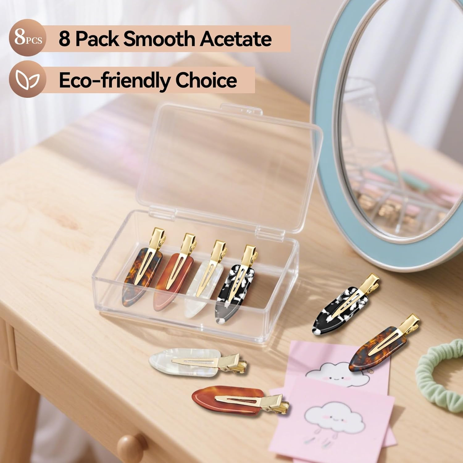 8 Pcs No bend Hair Clips No Crease Makeup Duckbill Clip No Dent Creaseless Flat
