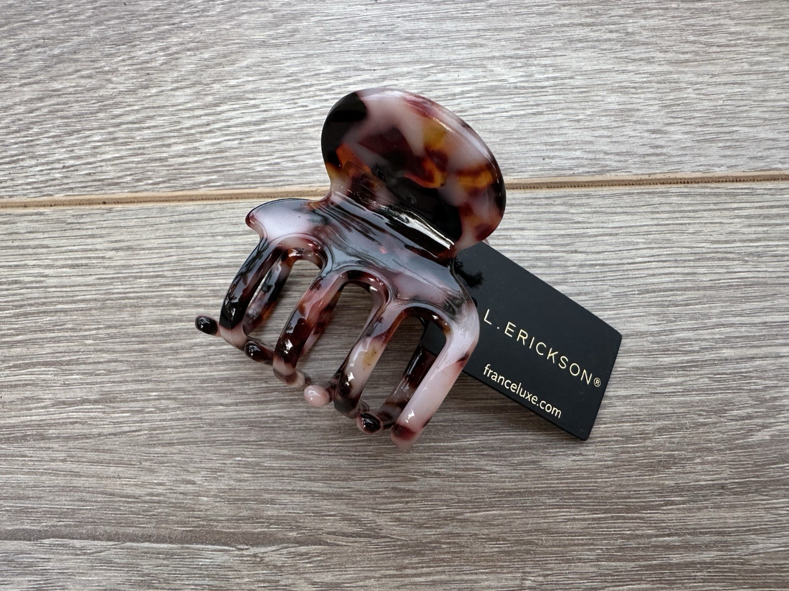 L. Erickson FranceLuxe Caramel Chip Go-Go Claw Acetate Hair Clip France New