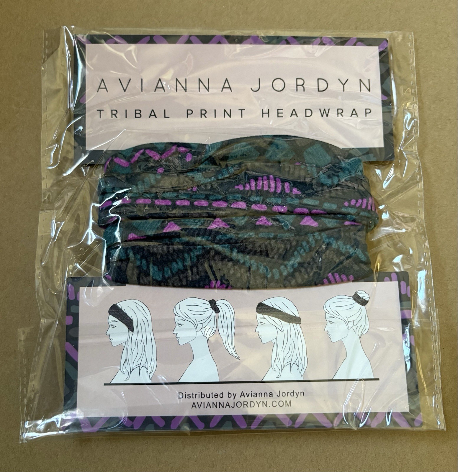 Avianna Jordyn Tribal Print Headwrap Black Purple Blue for Women