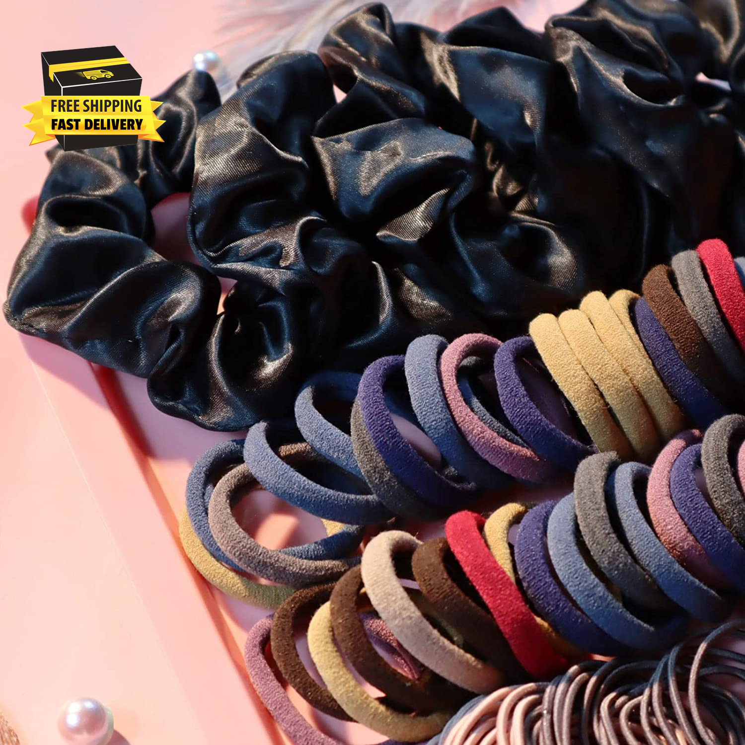 755PCS Hair Accessories for Woman Set Seamless Ponytail Holders Variety Hair Scr