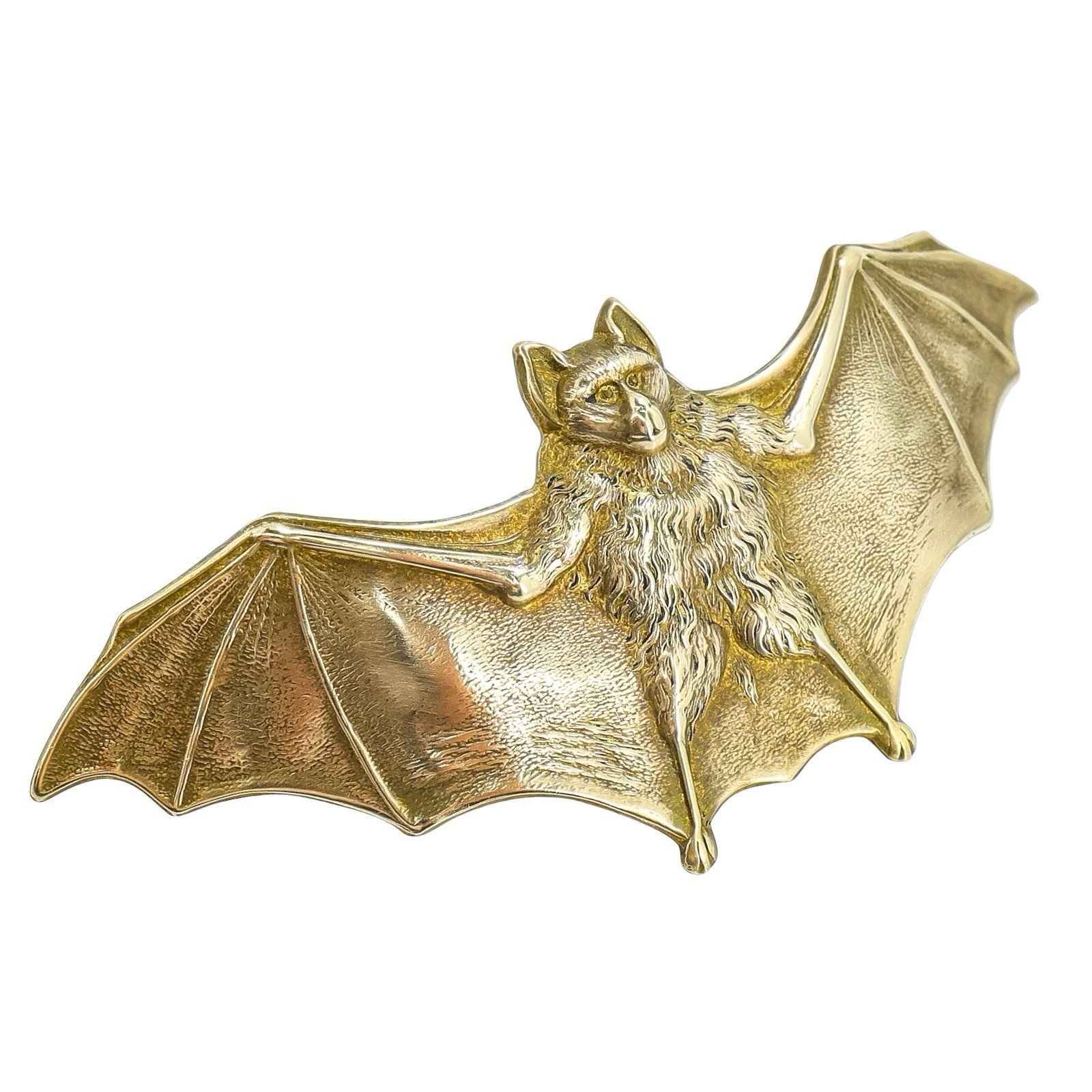 Vintage Style Brass Bat Hair Barrette Made in France 3.38” Gothic Figural