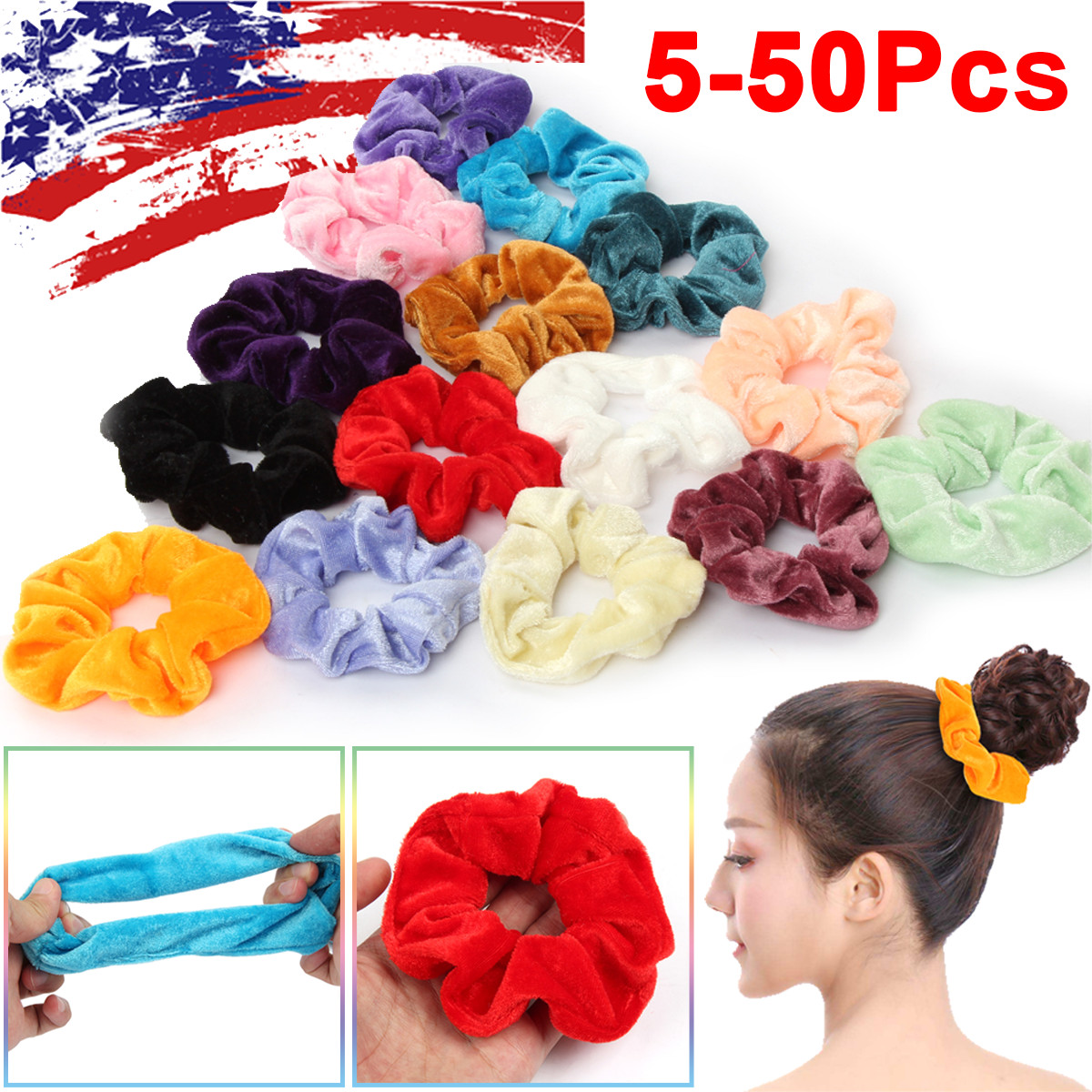 Lot Women Girl Hair Scrunchies Velvet Elastic Hair Bands Scrunchy Hair Rope Band