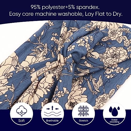 6 Pack Extra Wide Headbands for Women Large Turban 6 Pcs: Floral Color a