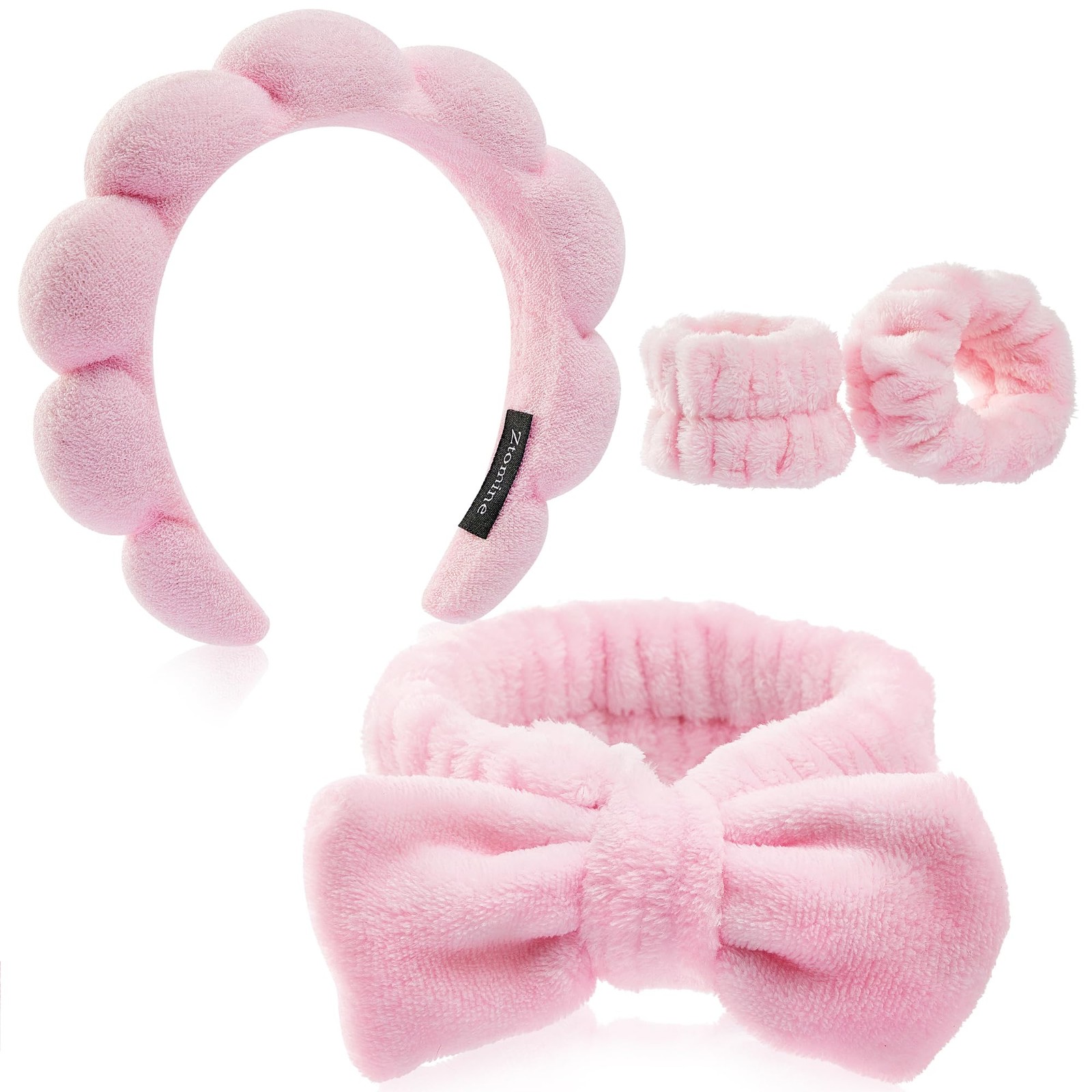 Ztomine Headbands for Women – Spa Headband and 1 Count (Pack of 4), pink