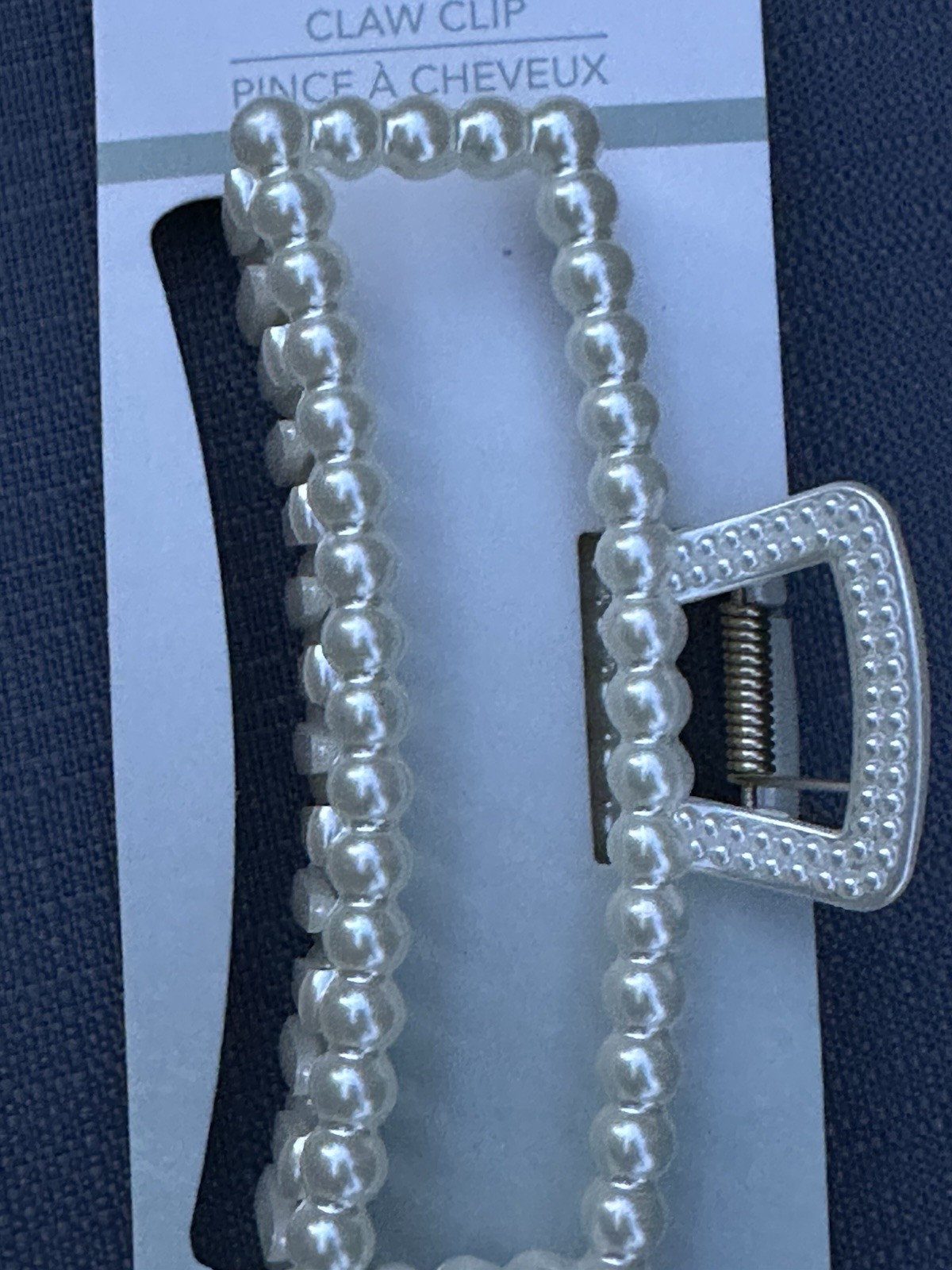 2x Pearl Rectangle Hair Claw Clips White Jaw Clips French Style Hair Accessories