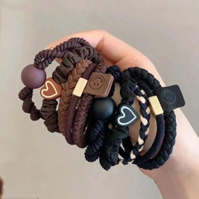 10PCS Women’s Simple Hair Ring Set Hair Accessories High Elasticity Leather Band