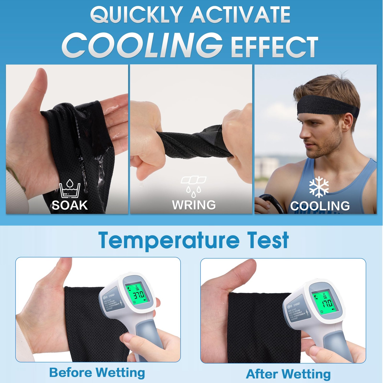 Cooling Sports Headbands for Men 4 Pack: Instant Cooling Moisture Wicking Swe…