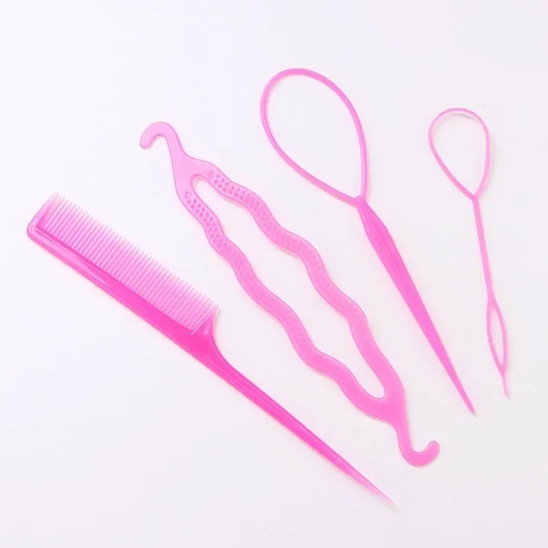 4Pcs Hair French Braid Topsy Tail Clip Styling Stick DIY Bun Maker Tool