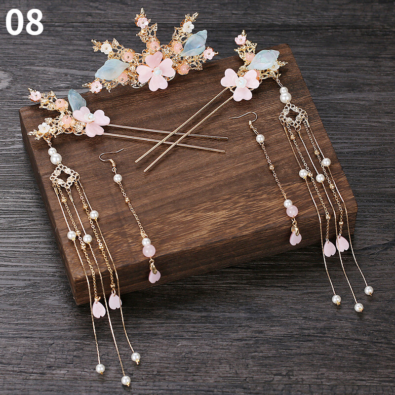 Handmade Chinese Hairpin Set Hair Comb Hair Stick Earring Hanfu Accessory Decor