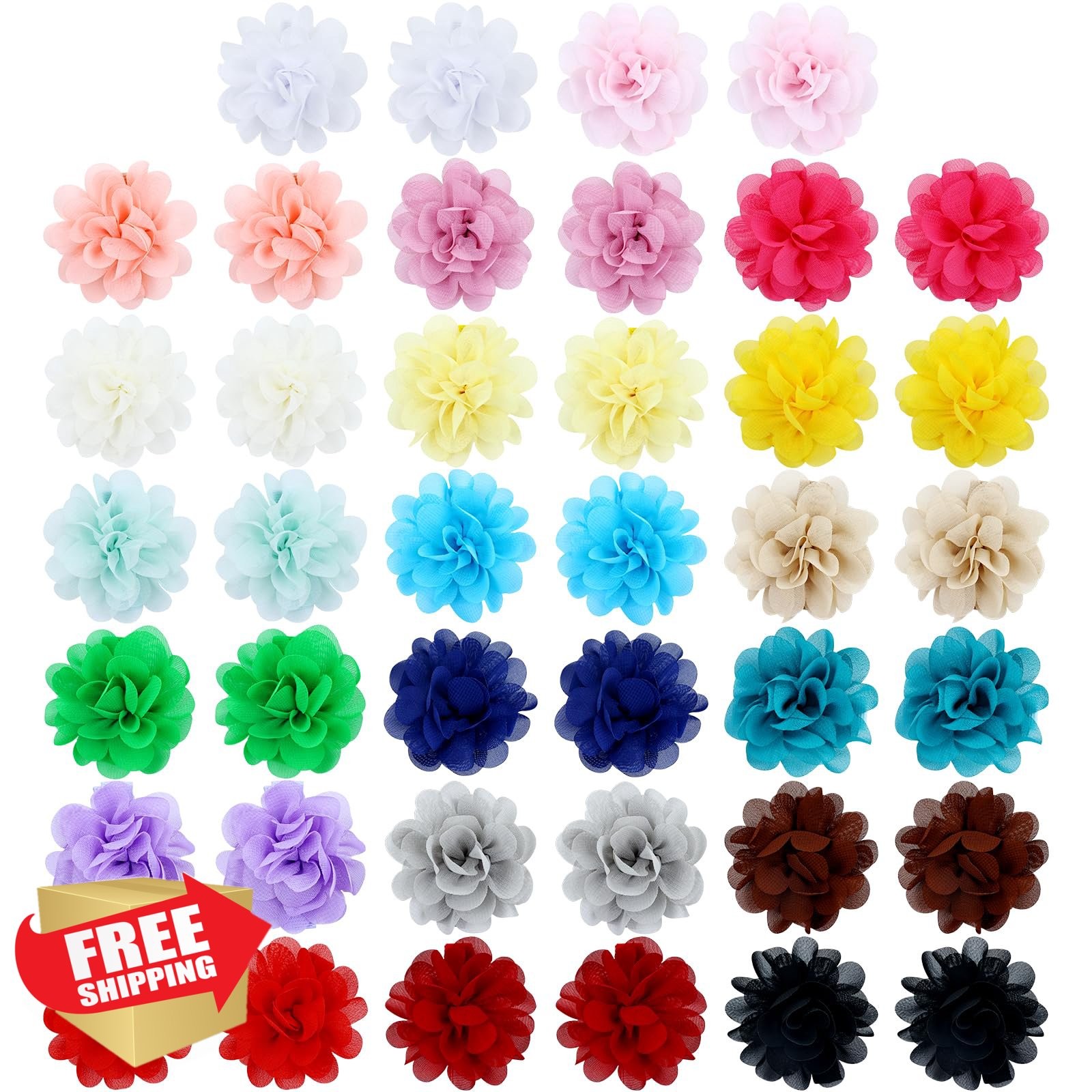 Cinaci 40pc 2″ Chiffon Flower Clips