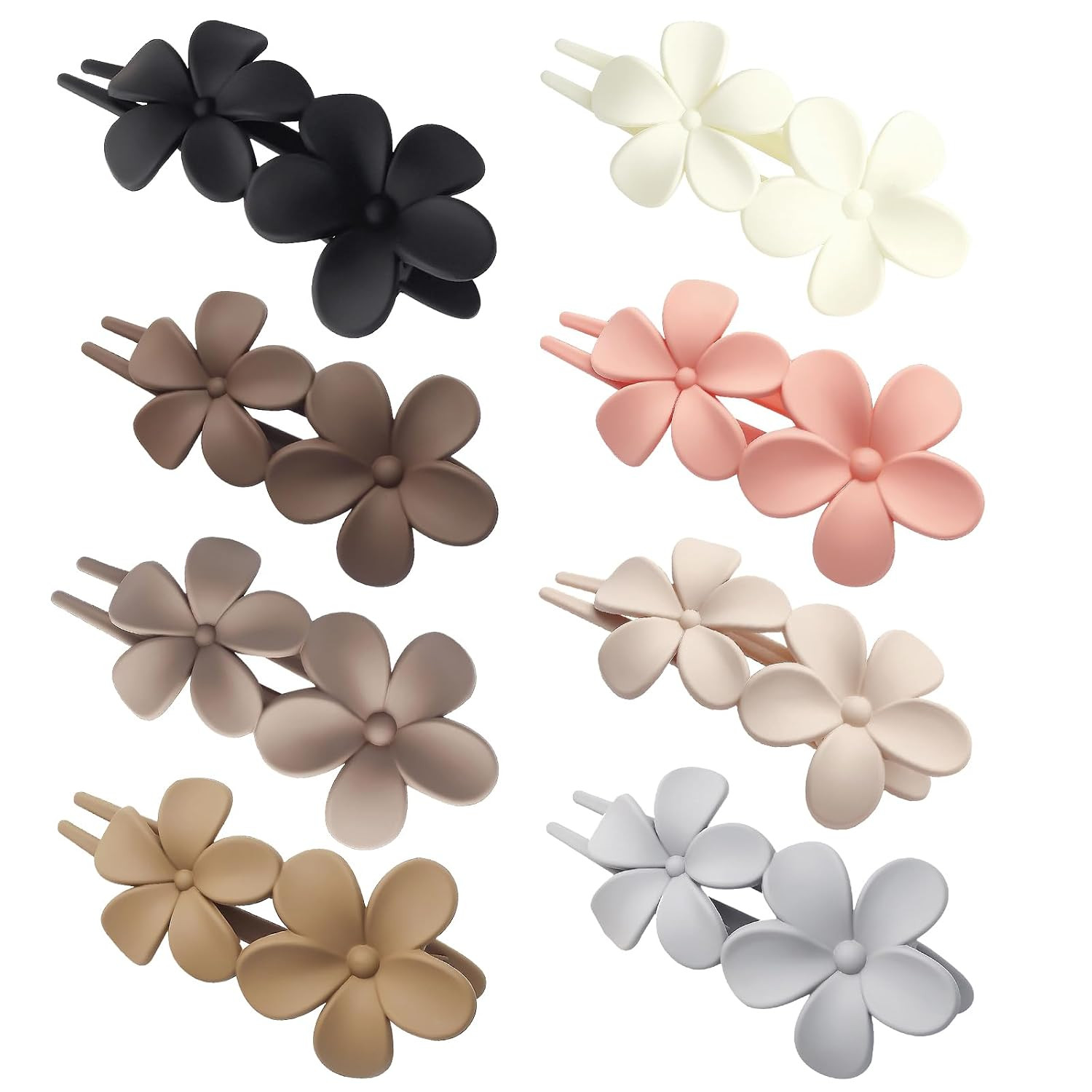 8Pcs Flower Flat Hair Clips, Stylish Lay Flat Claw Clips for Women Girls, Non-Sl