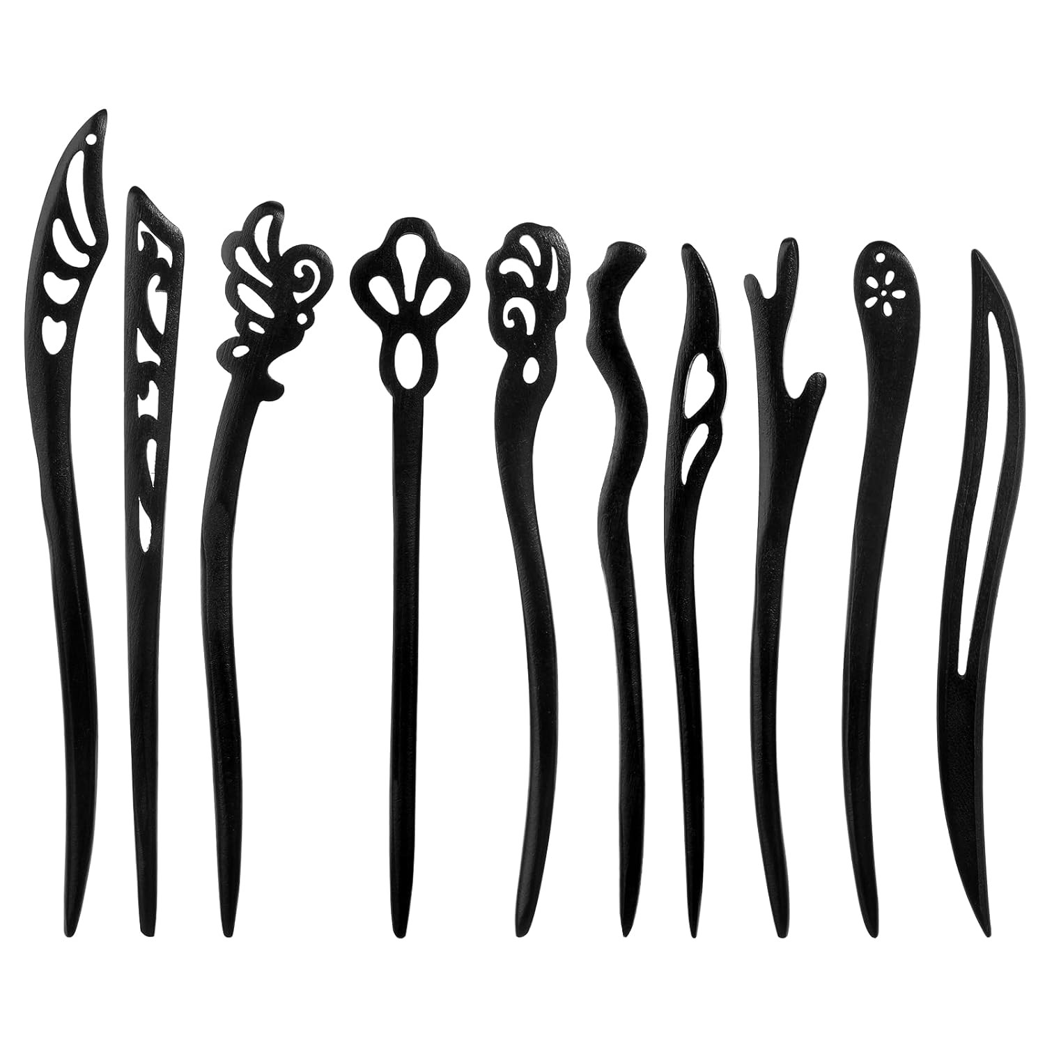 Wooden Hair Sticks 10 Pcs Traditional Chinese Japanese Hair Chopsticks Pins for