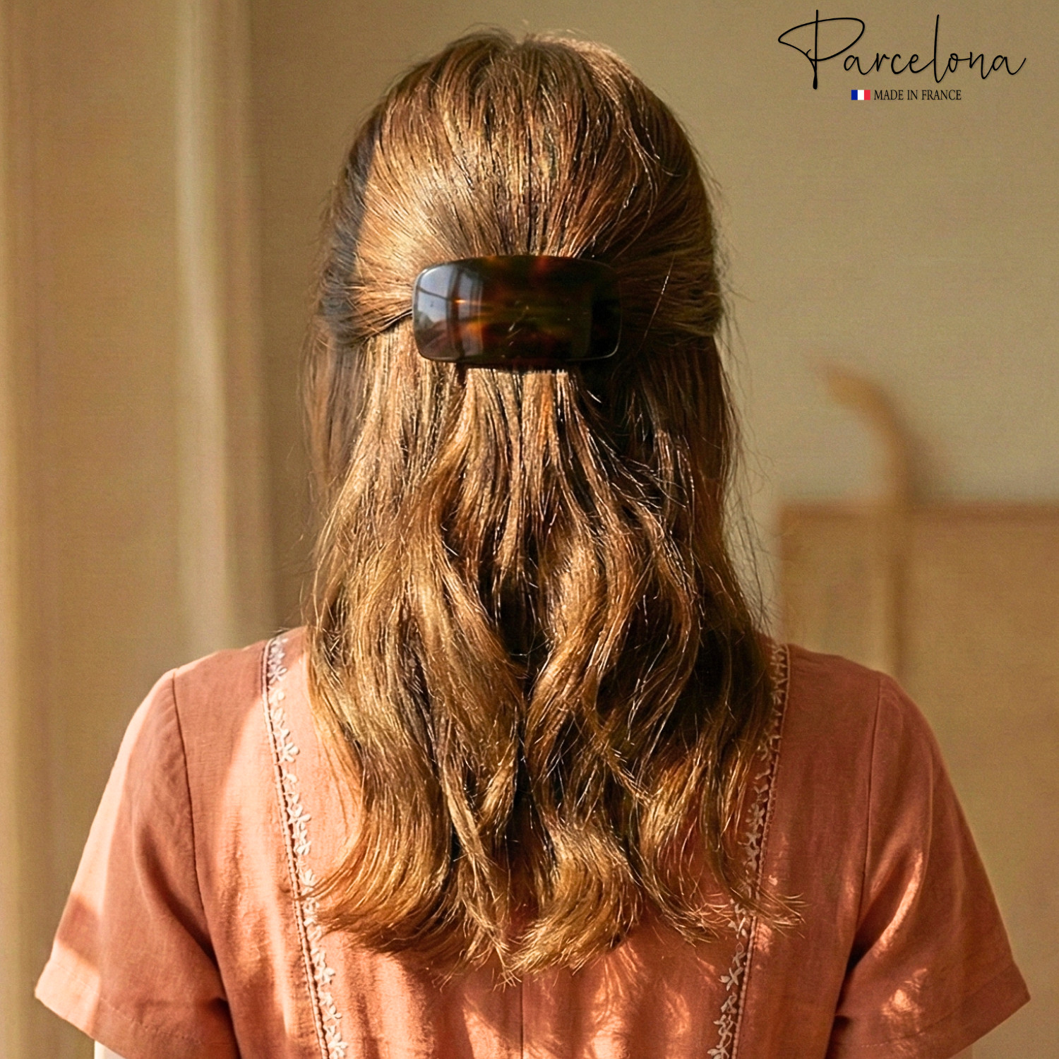 Parcelona French Small Barrette for Fine & Thin Hair Tortoise Shell Non-Slip