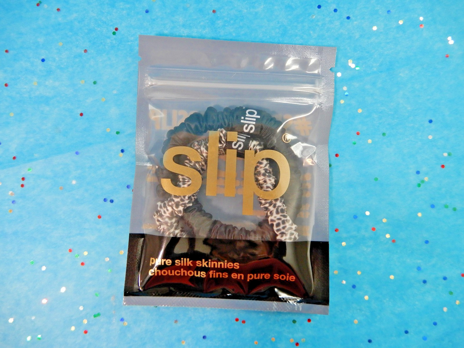 Slip Pure Silk Skinny Scrunchies (2 pack) Black & Leopard Print *sealed*