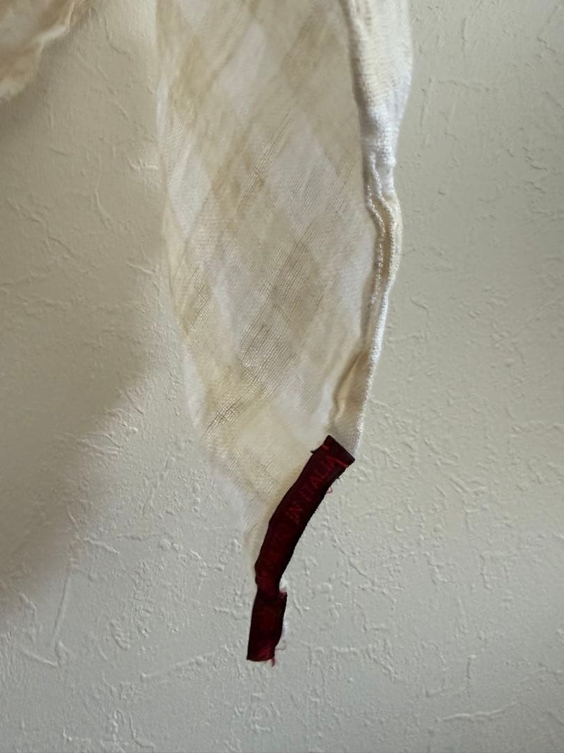 Daniela Gregis Linen Patchwork Stole White Check 140cm x 140cm