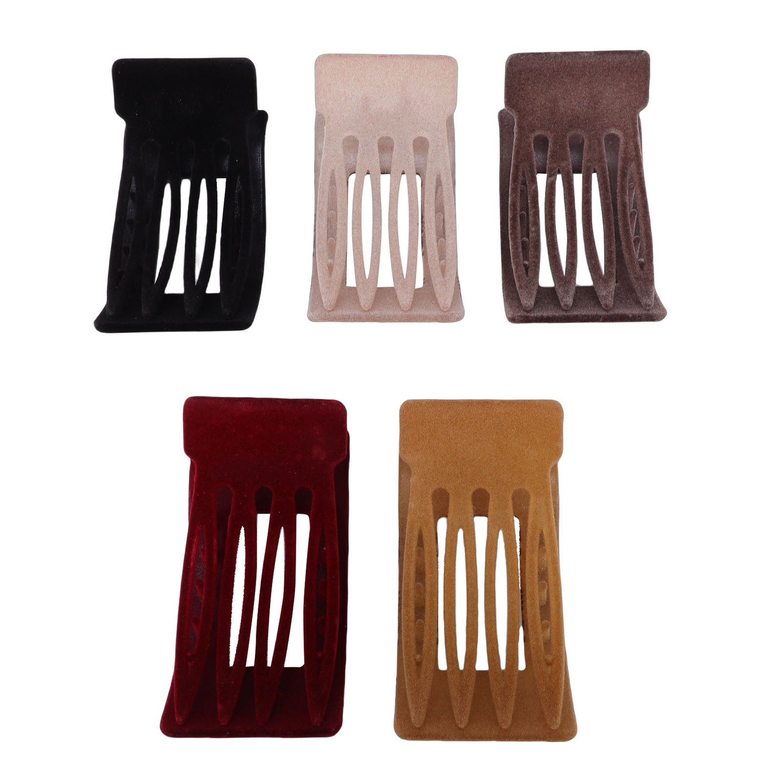 5 Pack Elegant Stylish Large Flat Hair Clips For Women Black Red Brown
