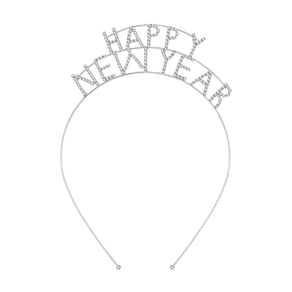 Happy New Year Headband Tiara Rhinestone New Year Eve Hair Hoop Decorative Cr…