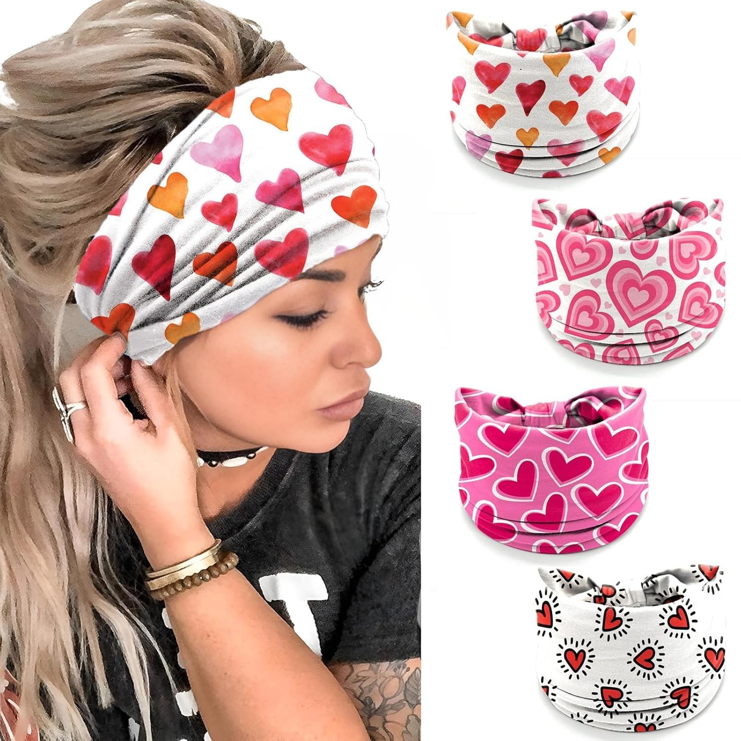Valentine’s Day Headbands Women Pink Wide Turban Dress Up Hair Wrap Holiday Fall