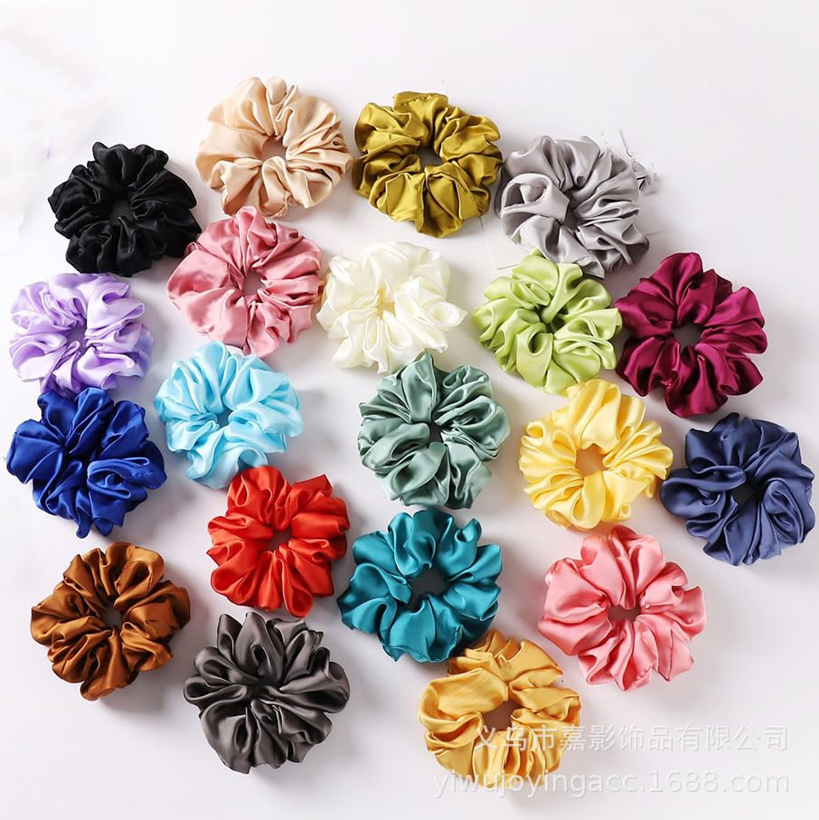 4 Pack XL Satin Silk Hair Scrunchies Oversized Elastic Hair Ties for Women Girls