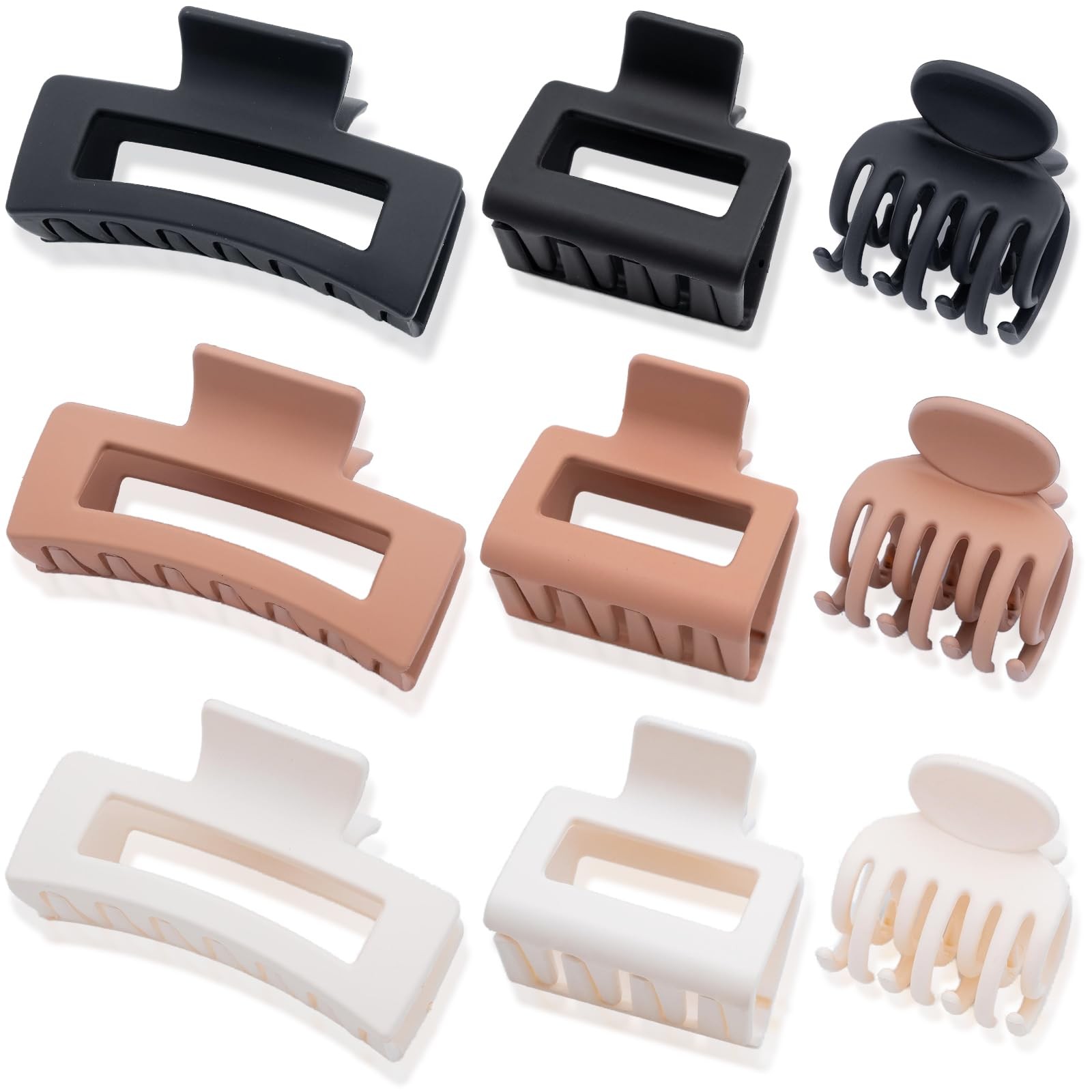 GlowMyst 9PCS Matte Hair Clips for Women – Large 1 Count (Pack of 9), Brown