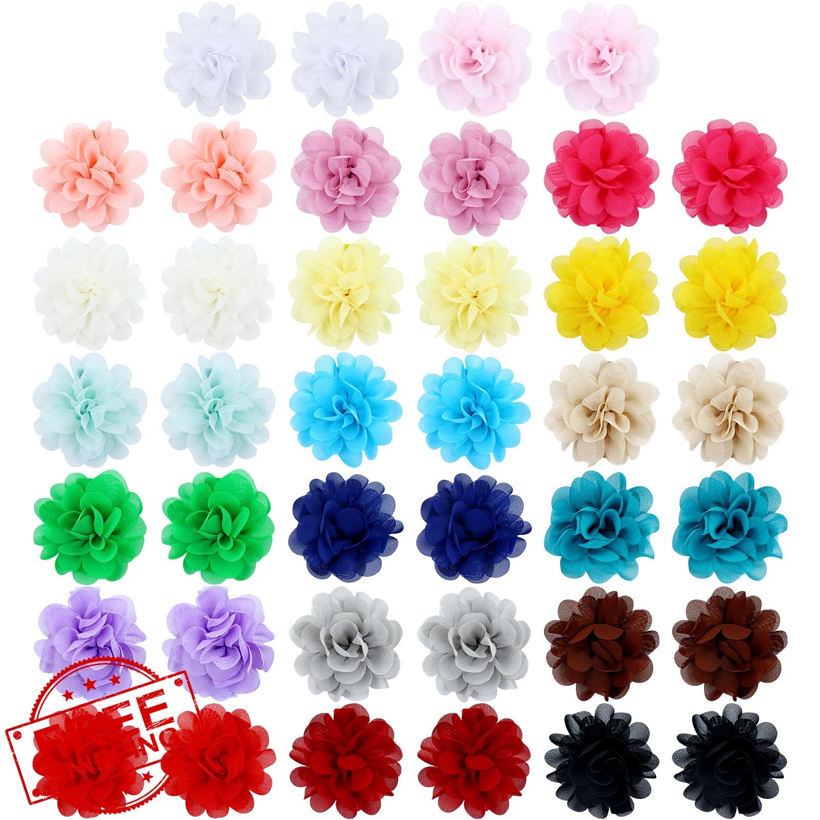 Cinaci 40pc 2″ solid chiffon flower hair clips