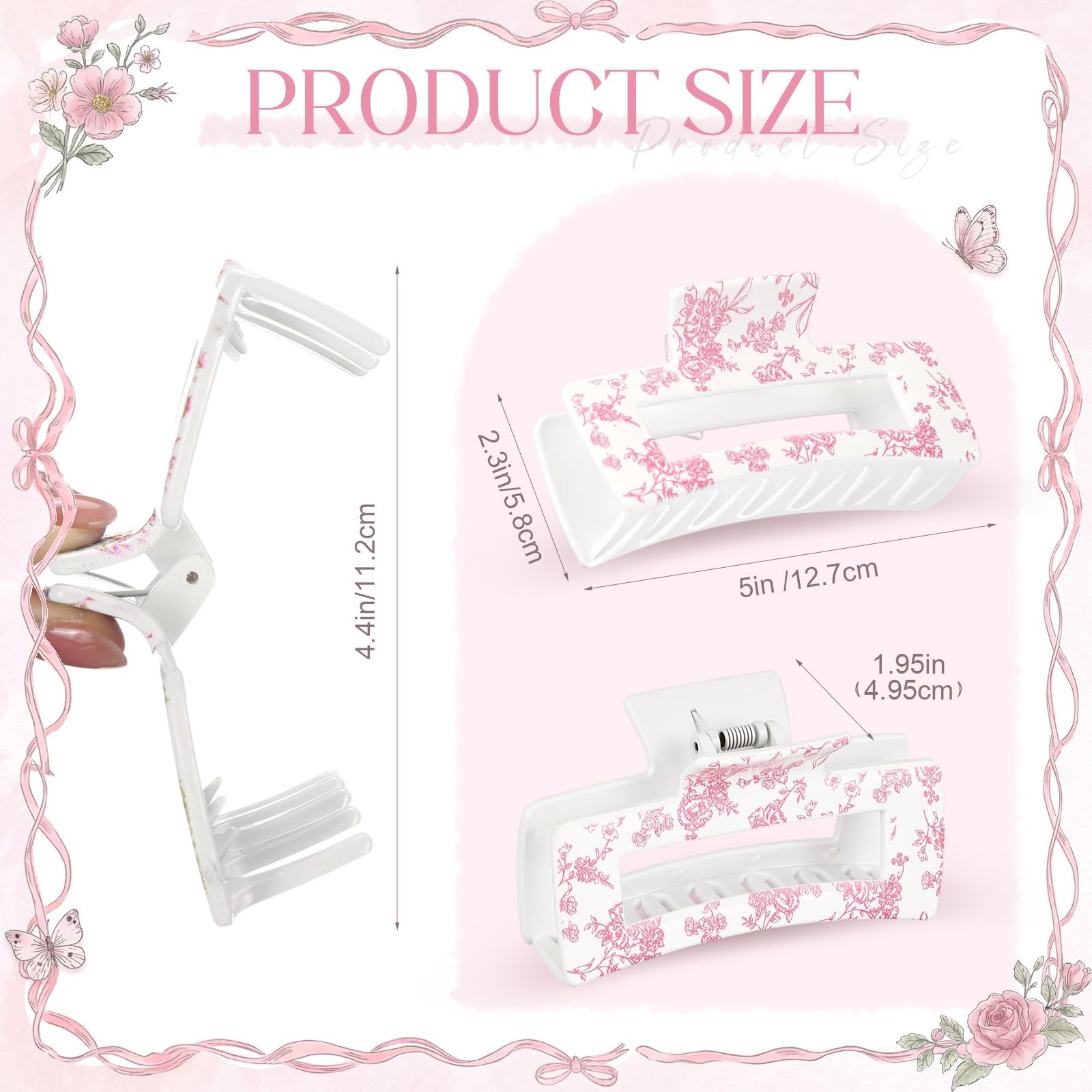 8 Pcs Pink Claw Clips Bulk for Women 5 Inch Vintage 1 Count (Pack of 8),
