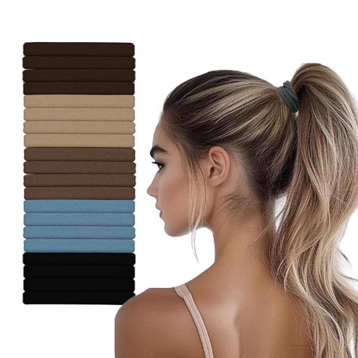 Seamless High Stretch Hair Ties No Damage for Fine Thick Curly Hair | Nylon Pony