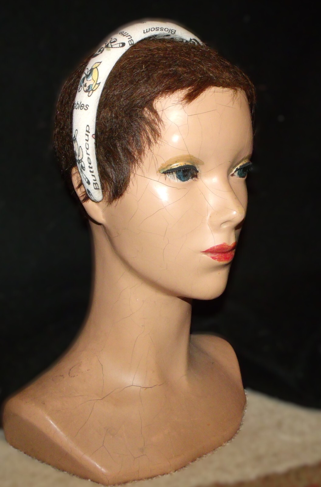 Rare Vtg Y2K POWERPUFF GiRLS white fabric padded plastic headband woman girl OS