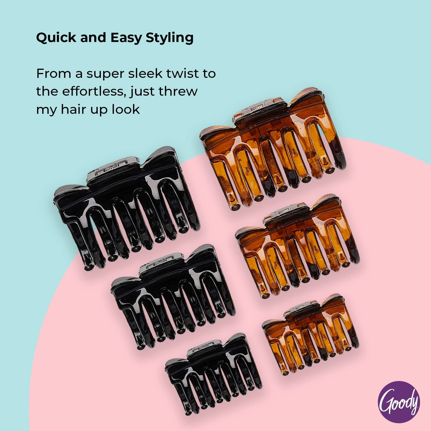 Goody SlideProof Classics Claw Clips, 8 8 Count (Pack of 1), Assorted 8 Ct