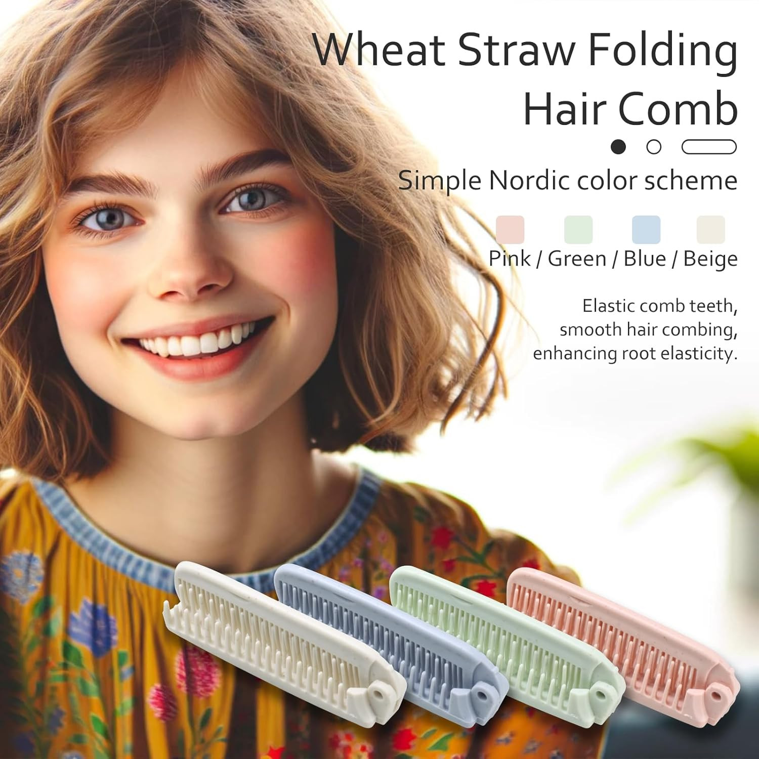 4 PCS Wheat Straw Foldable Hair & Makeup Comb: Portable, Eco-Friendly, For Men &