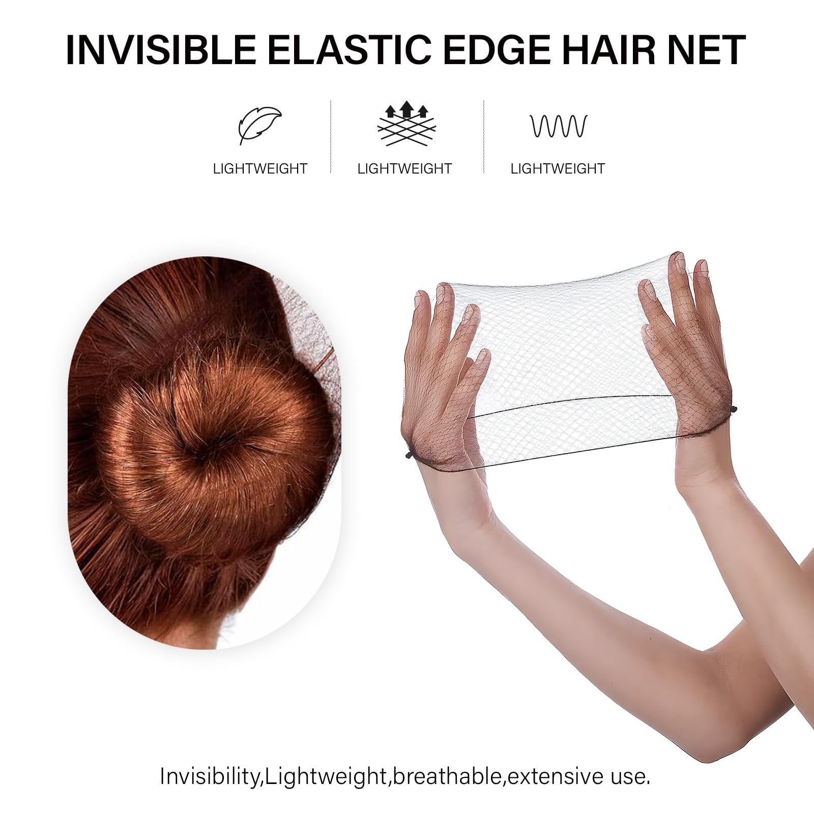 100Pcs Brown Hair Nets for Women, 20 Inches 50cm 100 Count (Pack of 1),