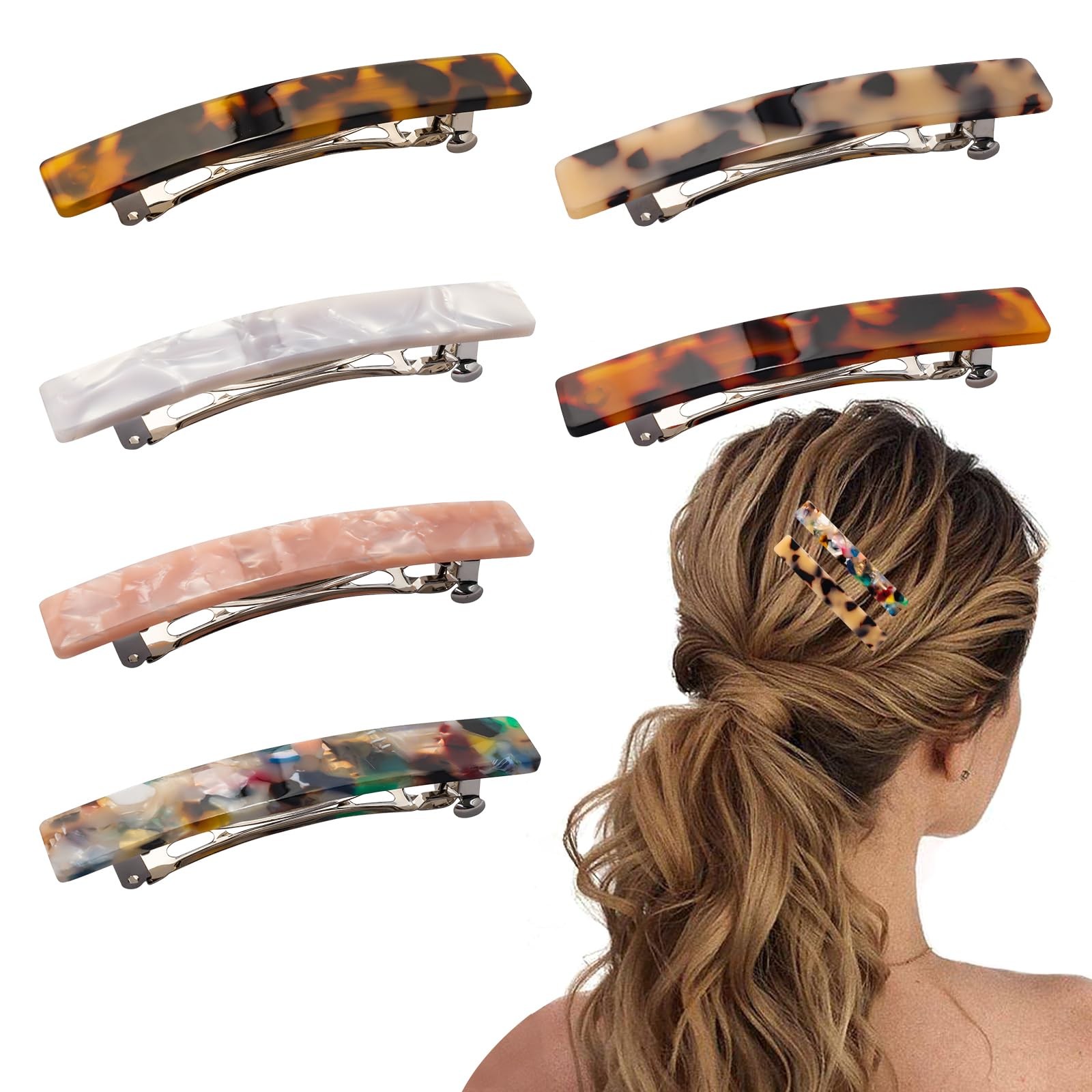 Fumwase 6PCS Hair Barrettes for Women Shell Hair Clip Hair Accessories Barret…