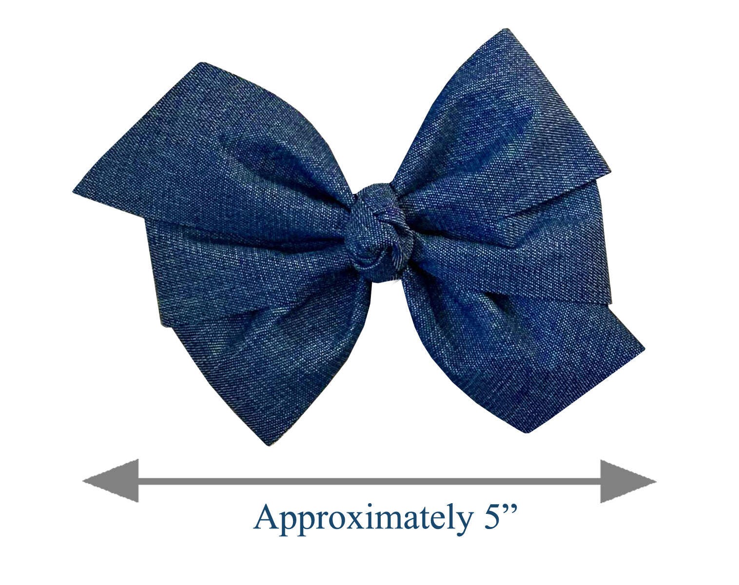 5″ Denim Hair Bow French Clip Barrette Blue Jean Ponytail Holder for Girls Women