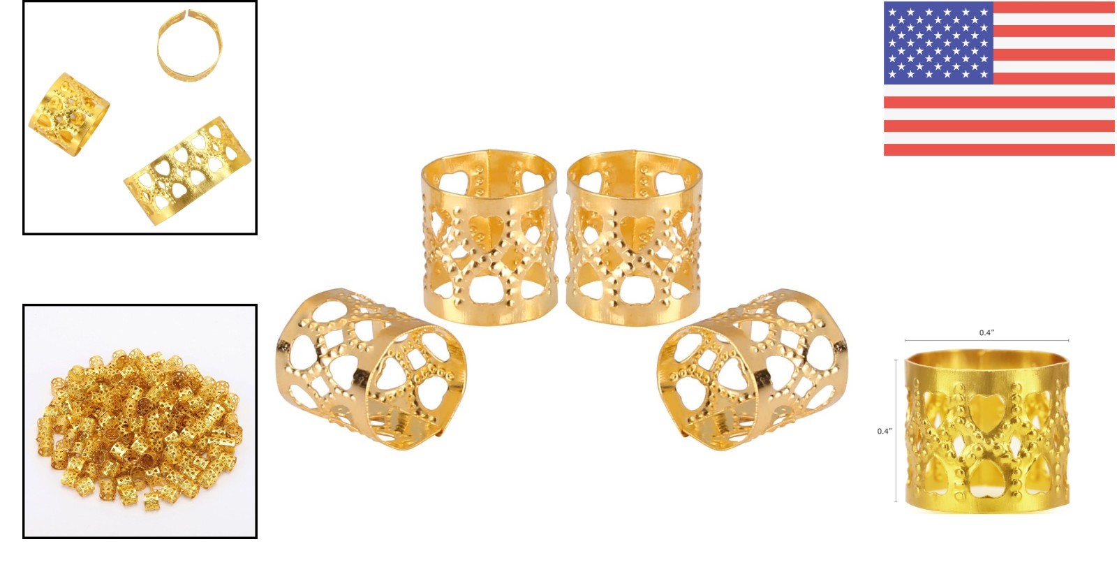 Unique 200-Piece Braid Rings – Etched Metal Cuffs Perfect for All Hairstyles