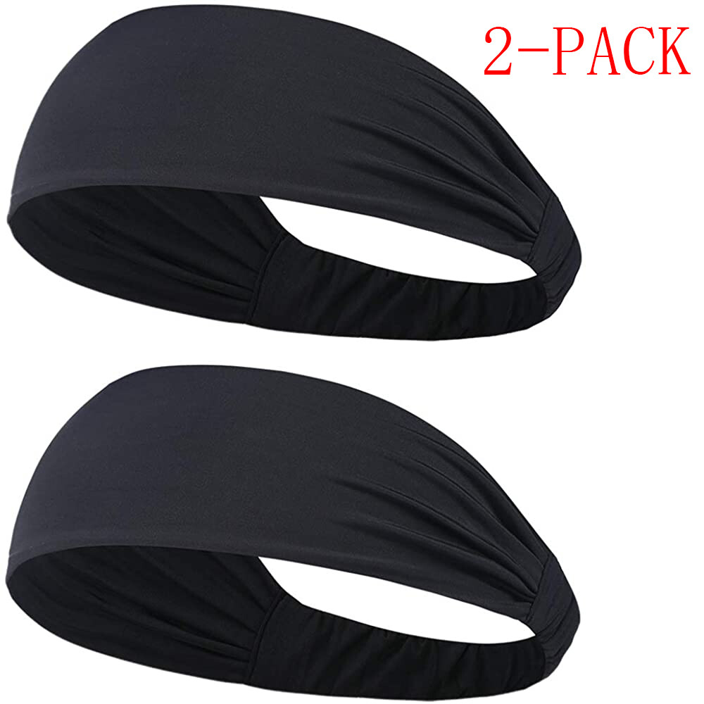 2Pcs Sweatbands Sports Headband Headwear for Men Women Moisture Wicking Hairband