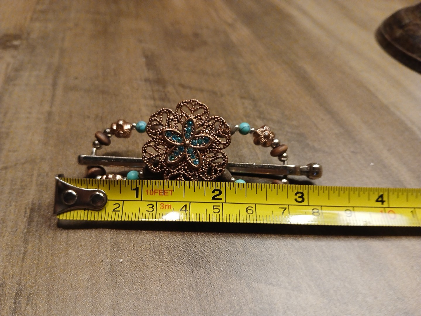 Lilla Rose Metal Flex Hair Clip- Turquoise & Copper Flower Beads Unique & Rare