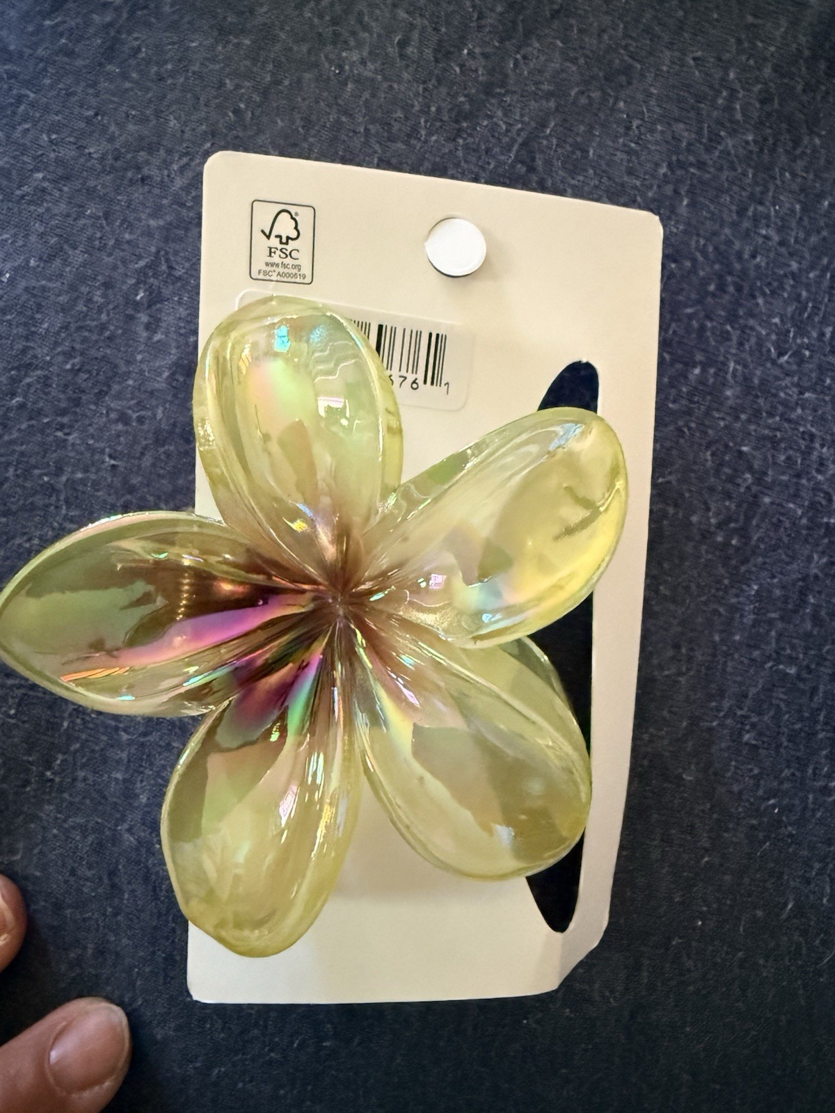 Plumeria Flower Yellow/Green Large Hair Claw for Women By Melody