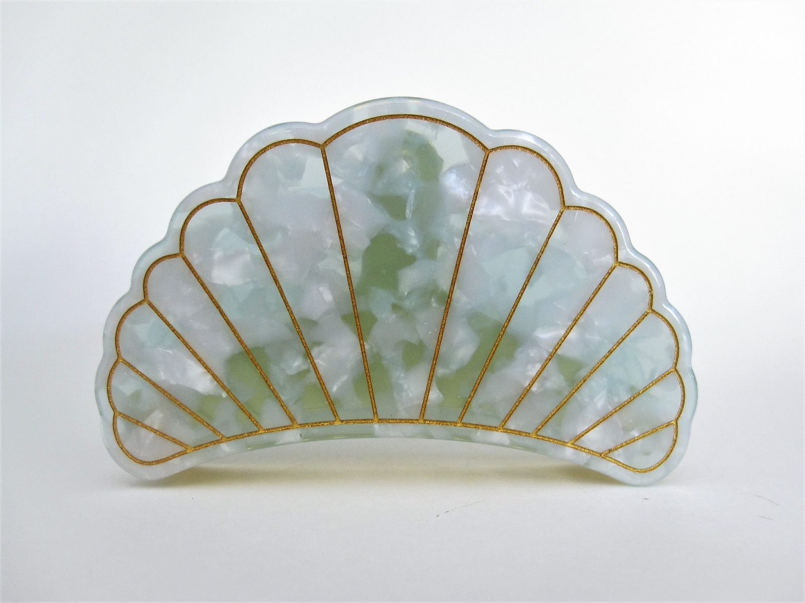 Blue marbled seashell acrylic and metal hair claw clip