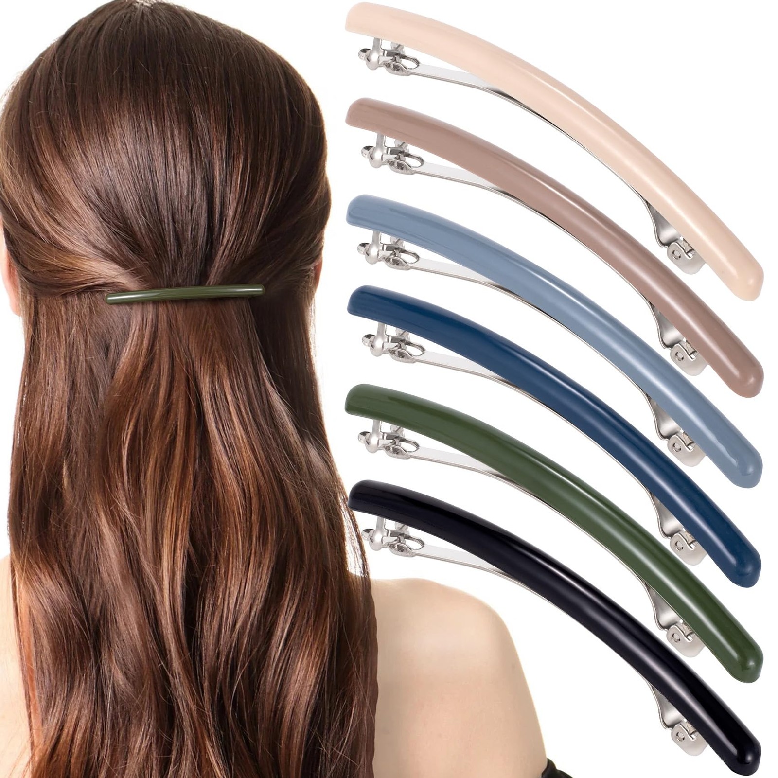 Mxxipp 6pcs French Hair Barrettes for Women, 1 Count (Pack of 6), 6 Colors