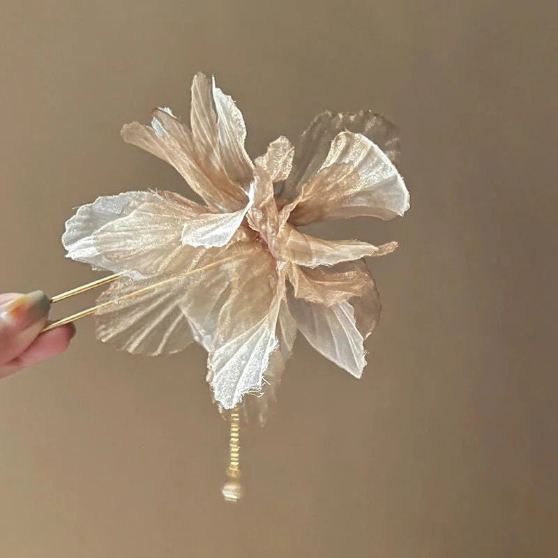 Chinese Floral Hairpin with Tassels Modern Hanfu Style Hair Stick Stylish Brida